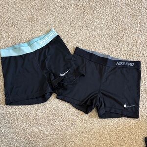 Nike Pro Black and Blue Shorts Duo